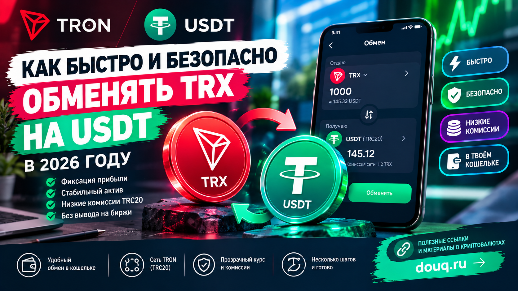 Как быстро и безопасно обменять TRX на USDT в 2026 году