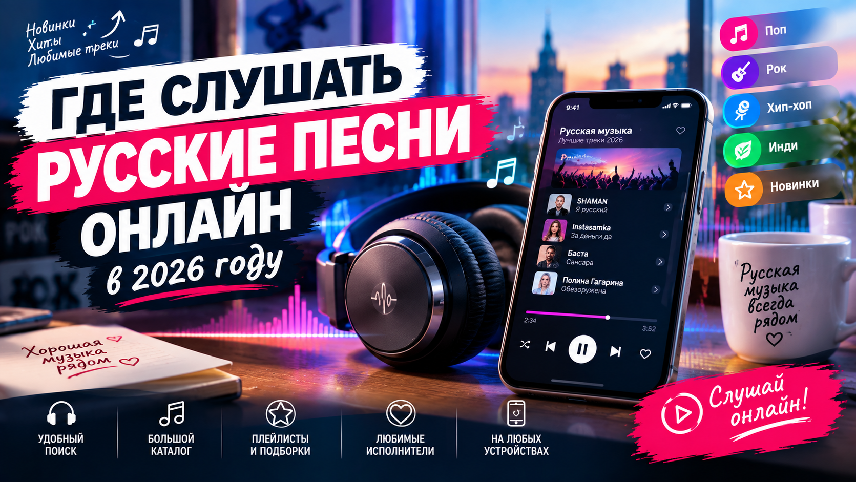 Где слушать русские песни онлайн в 2026 году